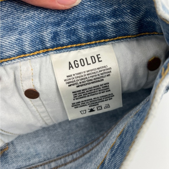 AGOLDE Parker Light Wash Denim Distressed High Waist Classic Cutoff Shorts 30 - Picture 6 of 7